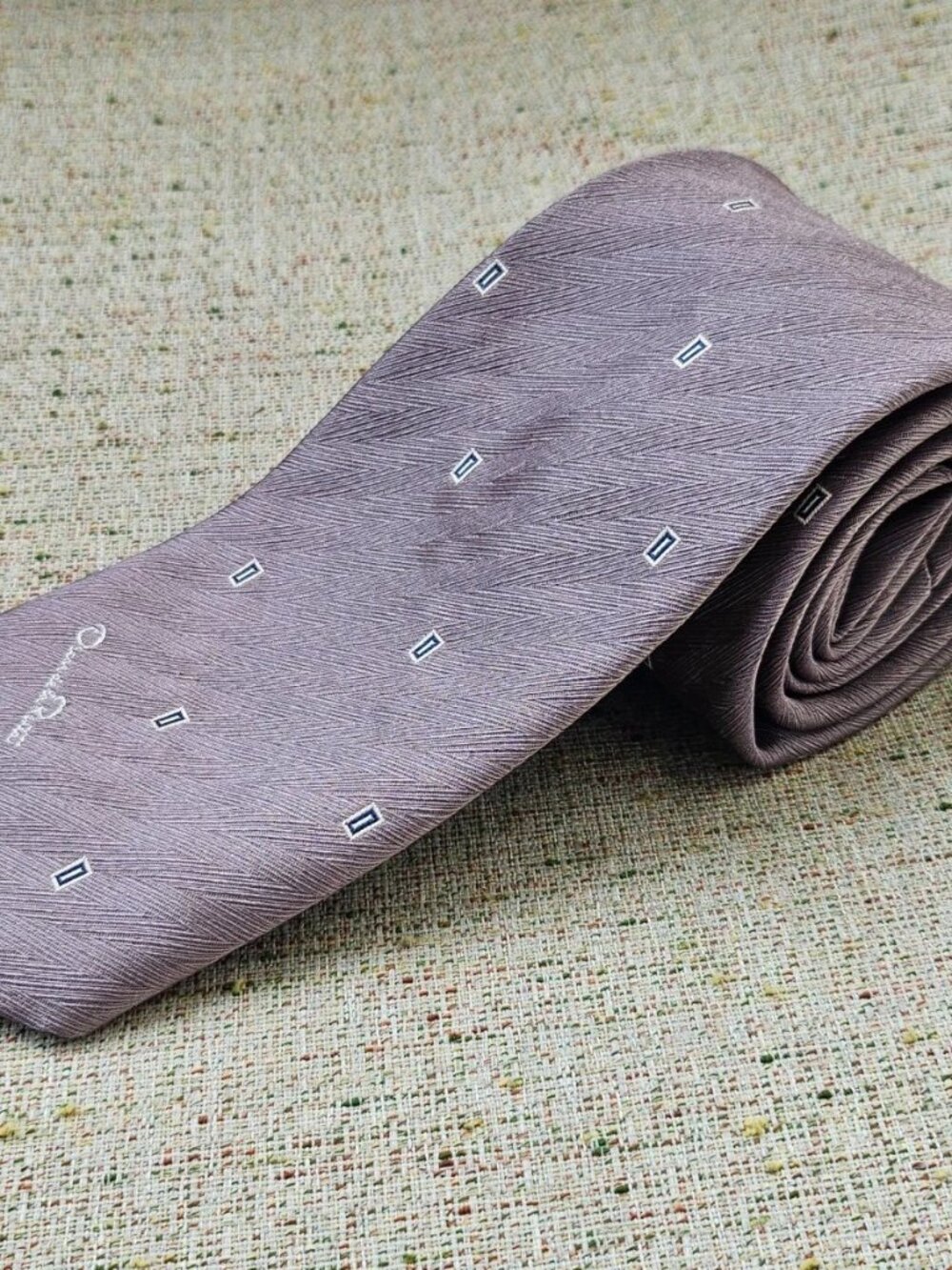 Vintage Oscar De La Renta Men Tie Necktie Brown Tie Classic Neck Tie - Picture 2 of 10